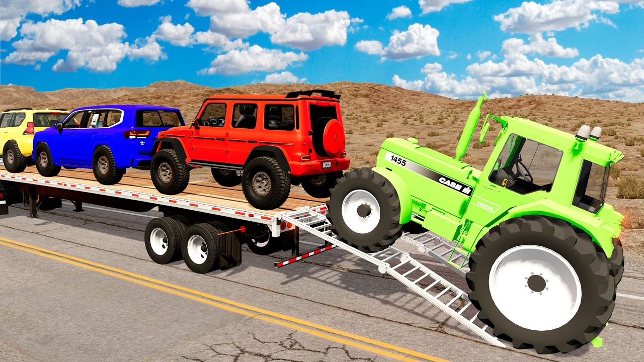 latbed Truck Mcqueen | Transportation with Truck - Pothole vs Car #195 - BeamNG.Drive