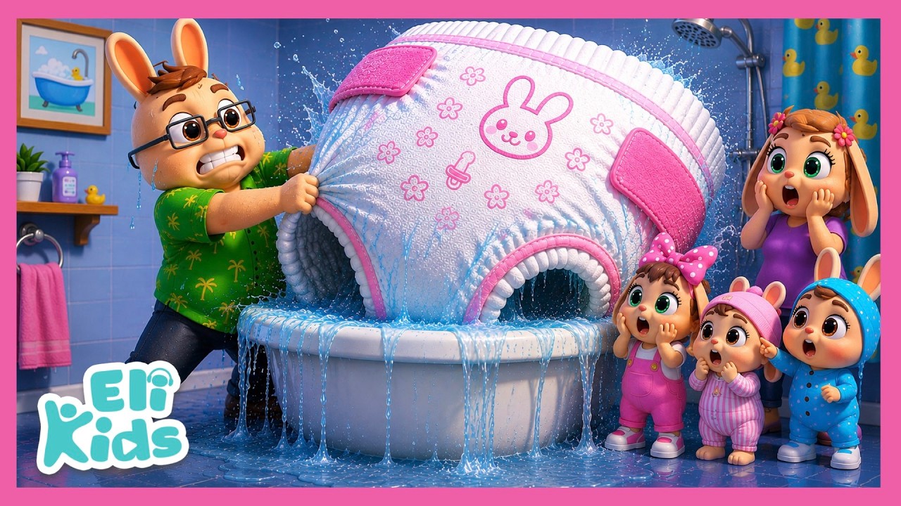 Diaper Fell In Tub! (Now It's Giant!) Eli Kids Songs & Nursery Rhymes